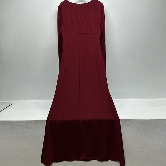 Staud Lido Dress Maxi Long Sleeve Cutout Bow Evening Gown Dark Red New Size 8 - Picture 7 of 13